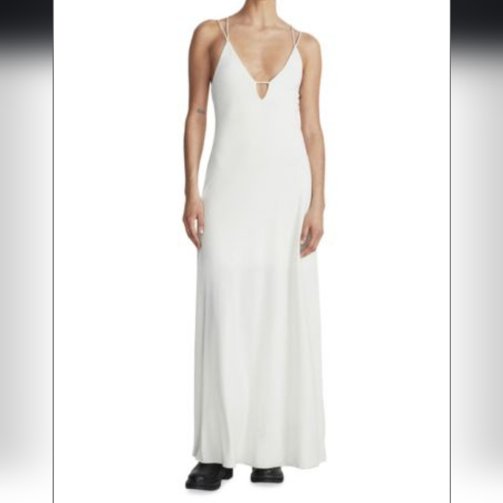 rag & bone White Slip Maxi Dress with Keyhole Neckline